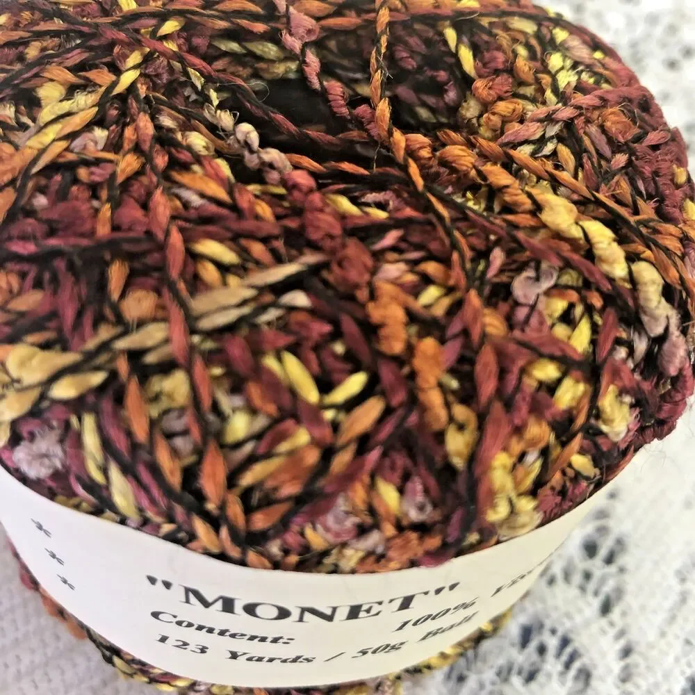 Lot of 2 Ironstone Monet Yarn Crochet Craft Knit , tan/yel, blue/purp
